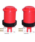 Red Arcade Pushbutton Microswitch Set Of Two For Wood Or Metal Control Panels Fits One And One Eighth Inch Hole Delivers Long Lasting Durability And Ten Million Cycles Tested Perfect For Home Arcade Rigs And Cabinet Mods