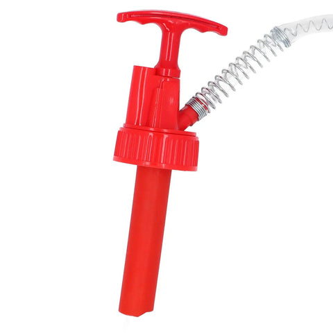 Top Notch Portable Transfer Pump For 20L Drums That Handles Engine Oil And Fluids With ease, Featuring Durable Red Plastic Build.