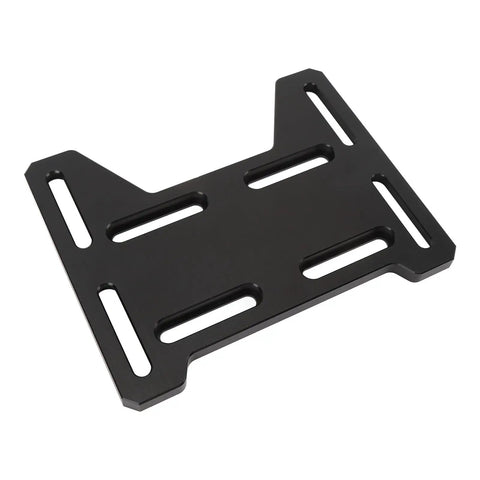 Adjustable Aluminum Engine Mount Plate Kit With Mounting Screw Set For CC100X Mini Bike Go Kart in black, detailed view.