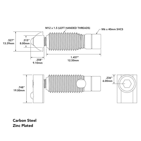 Technical drawing of 90 Degree Internal T-Matic Connector With Steel Screw Threaded Barrel And T-Nut For 15 And 40 Series Aluminum Extrusions