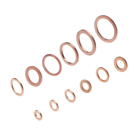 Heavy Duty Copper Washer Gasket Kit With 100 To 200 pcs Plus Nuts Bolts For Car Sump Plug Seals Engine Fixes Heat Resistant Performance Reliable Universal Fit For Many Types Ensuring Tight Seals For Part Maintenance Auto Repair Easy Install Today, assorted copper washers