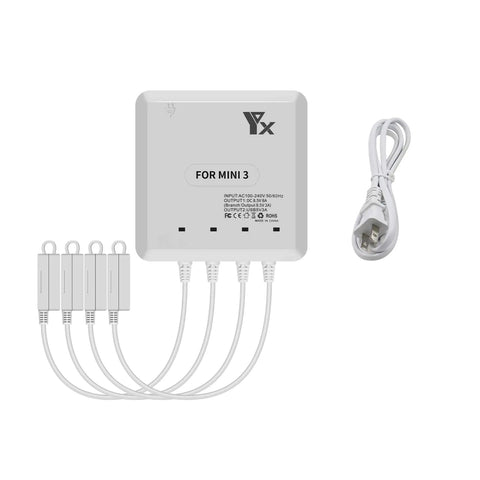 Fast 6 In 1 Parallel Battery Charger For DJI Mini 4 Pro And Mini 3 Pro Drones, Powers Four Batteries And Two USB Devices Simultaneously, Time Saving Multi Battery Charging Hub For Quick Power Refill