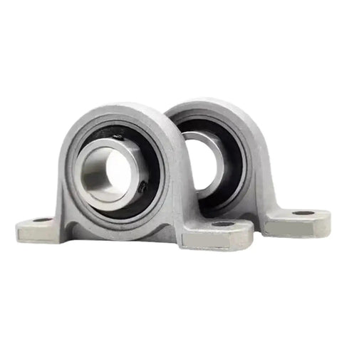 Heavy Duty Carbon Steel KP001 Pillow Block Bearing 12 mm Bore Spherical Roller Mounted Bloc For Ball Shaft Industrial Machine, close-up view.