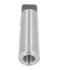 Morse taper drill sleeve, steel reducing adapter for taper shank tools, front view.