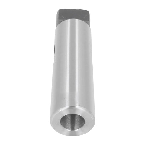 Morse taper drill sleeve, steel reducing adapter for taper shank tools, front view.