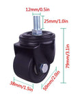 Heavy Duty Black Swivel Caster Wheels 4 Pack, showing 50mm black nylon wheel with 12mm threaded stem for carts.