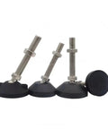 Kick The Rattle With These Sick Adjustable Furniture Leveling Feet Four Pack Universal Joint Swivel Base Leg Pads For Tables And Chairs Carbon Steel Frame Nylon Pad Bottom Adjustable Height One To Two Point Five Inches Rock Solid - black swivel leg pads with adjustable heights.