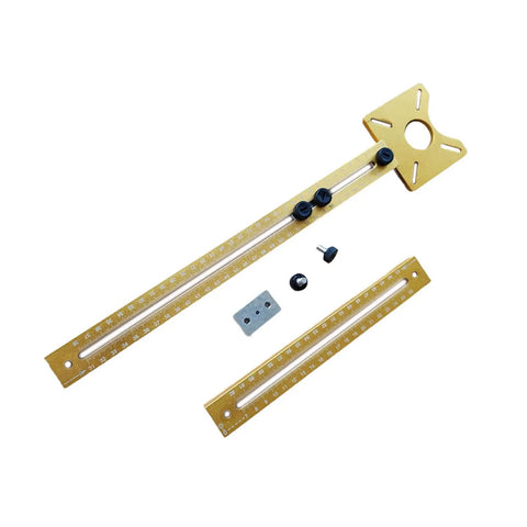 No Sweat Quick Swap Lightweight Alloy Router Circle Cutting Jig And Round Guide Bracket For Cabinet Hardware Jig with measurements.