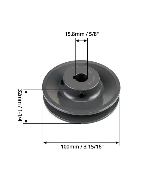 Built Tough V Belt Pulley 3.95 Inch Outside Diameter With Five Eighths Inch Bore Single Groove For V Belt 4L A AX Fixed Bore Cast Iron Sheave
