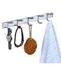 Super Sturdy Wall Mounted Coat Hooks Space Saving Aluminum Entryway Key Holder Rack Nordic Silver Finish holding watch, jewelry, towel.