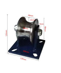 Top Shelf U100 Sliding Gate Rollers With Bracket, Smooth Rolling Track Wheel, Heavy Duty 45 Steel Mount, rugged design with precise dimensions.