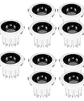 Zero Fuss 10 Pack Recessed LED Ceiling Light Kit Featuring Sleek Aluminum Glare Free Trim And Drop In Housing for easy installation.