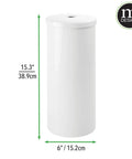 Three Roll Toilet Paper Organizer With Cover Floor Stand for Bathroom Space Saving Tissue Storage Aura Collection White