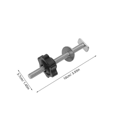 Four Star Shaped T Track Knobs With Stainless Bolts And Washers, Ergonomic Grippy Hand Knobs, shown with dimensions in centimeters and inches.