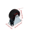 1.5 Inch Diameter Rubber Fixed Caster Wheel With Top Plate Non Swivel, Silver Tone Metal, Black Rubber, Dimensions 46x25.5x49mm