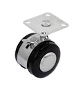 Heavy Duty Alloy Swivel Office Chair Casters With Brakes Twin Wheel Plate Caster 2 Inch Black Durable Plastic Core