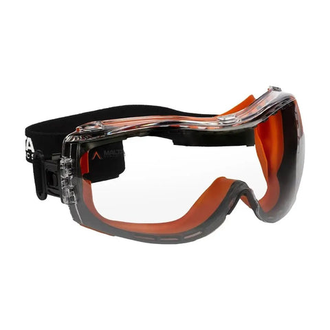 APEX Safety Goggles ANSI Z87 Anti Fog Eyewear with adjustable head strap and dual injected rubber seal side view