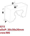 HG15 fixed block for linear guide rail, black 20x30x20mm, M6 screw, 4 pack