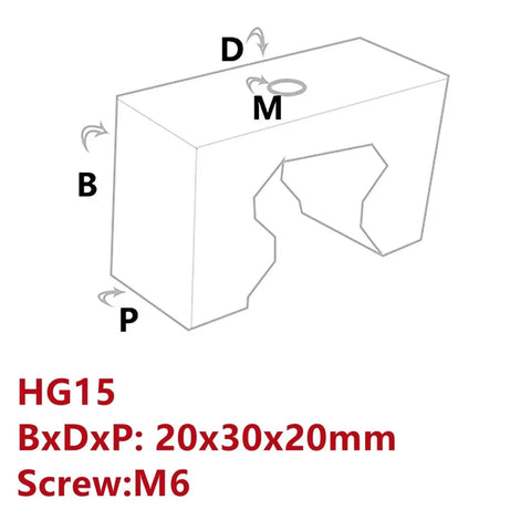 HG15 fixed block for linear guide rail, black 20x30x20mm, M6 screw, 4 pack