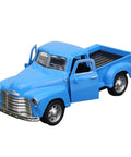 Retro Metal Classic Cars Die Cast Old School Pickup Truck Figurine in Blue Vintage Alloy Mini Car Model with open doors