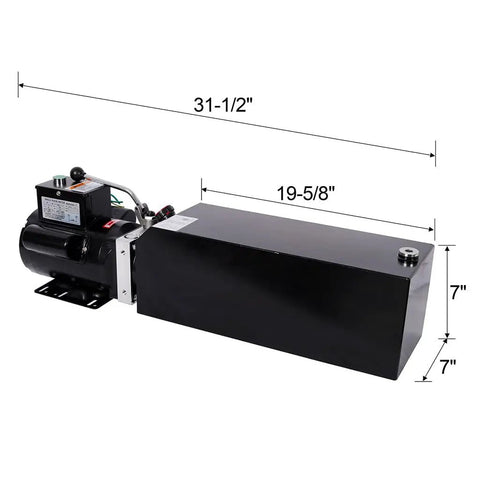 Aynuma 3HP Hydraulic Power Unit with Steel Tank, 220V Single Acting Pump dimensions 31-1/2" x 19-5/8" x 7" for car lifts and trailers.