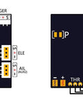 Diagram of a 7 Channel Receiver With Built In 7A 2S Brushless ESC For RC Planes And Micro Drones, S FHSS Protocol Ready.