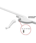 Casement Window Crank Handle Three Eighths Inch Bore Three And One Eighth Inch Reach White Diecast Construction No Fuss Easy Glide 360 Degree Operation Spline Socket Replacement Single Pack showing spline measurement