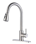 Slick Brush Nickel Single Handle Pull Down Kitchen Faucet With Knockout Three Mode Spray Settings And Complete Zero Hassle Setup For Fast Weekend Renovations