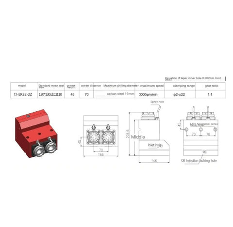 Diagram and dimensions of Dual Spindle CNC Turning And Milling Machine With Tapping Capabilities And Multi Spindle Power Heads ER32 2Z