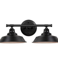 Farmhouse Bathroom Vanity Light 20 Inch Black 2 Light with Rustic Metal Shades, E26 Base, Moisture Resistant, UL Certified