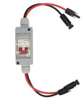 32A 500V PV DC Disconnect Switch MCB 2P Solar Breaker With IP65 Waterproof Distribution Box and connectors visible