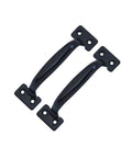 Door Pull Six And A Half Inch Steel Black Coated Surface Mount Two Pack With Mounting Hardware For Barn Garage Screen Doors Fence Gates Durable