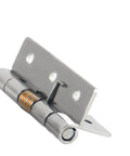 Close-up of Spring Loaded Cabinet Door Hinge With Screws, 304 Stainless Steel, showing its no slam self-closing mechanism.