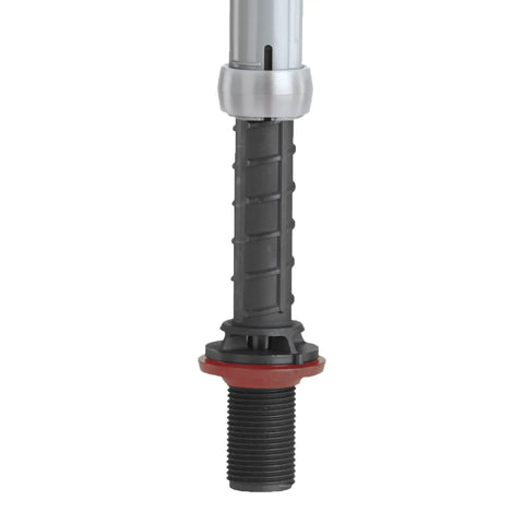 Close-up of a Universal Toilet Fill Valve And 2 Inch Flapper Repair Kit For Running Or Leaking Toilets, adjustable height feature.