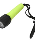 SL3 ELED L2 Dive Light with Batteries in Safety Yellow, twist on bezel, waterproof design, visible strap, compact size for scuba
