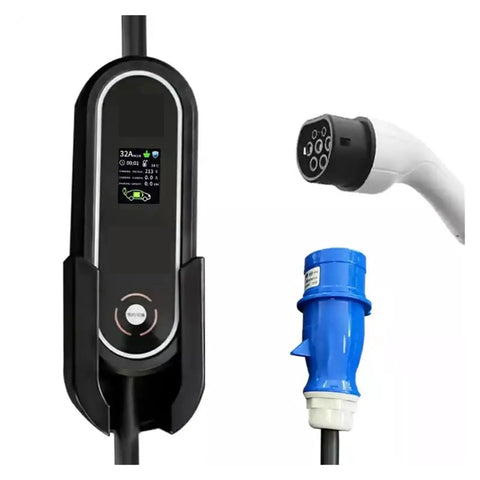 Level 2 EV Charger For Home And Garage 7kW 32A 1 Phase Type 2 Connector With 5M Cable And CEE Plug IP67 Waterproof And Fire Resistant