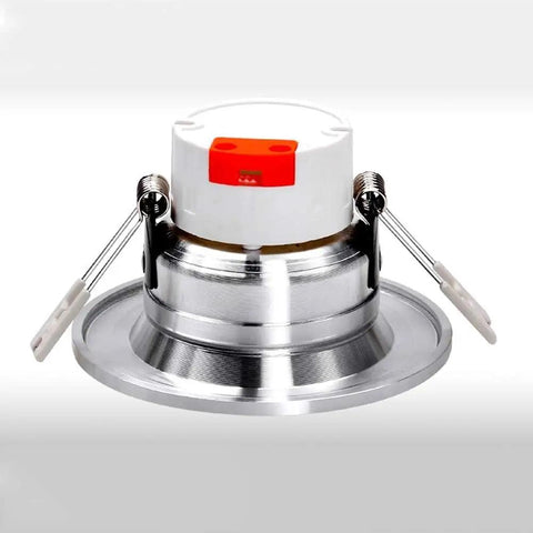 WKNHHL Recessed Lighting Housing Trim Kits Silver Polished Aluminum Led Ceiling Light Home Living Room Recessed Downlight Ultra-Thin detail showing fixture base and housing.