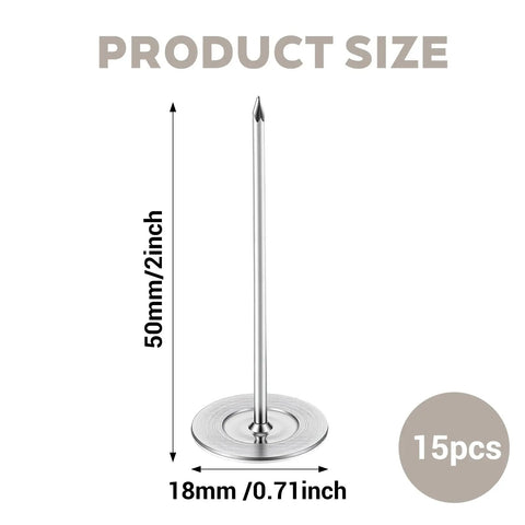 Extra Long Hardcore Upholstery Nails With Bulletproof Hold And Flat Head Furniture Tacks For Sofa Wood Trim Craft Projects Large Metal Push Pins Silver Finish Set 50mm tall with a flat base diameter of 18mm.