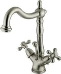 Heritage Two Handle Bathroom Faucet with Brass Pop Up Drain Cover Plate and Brushed Nickel Finish, classic design
