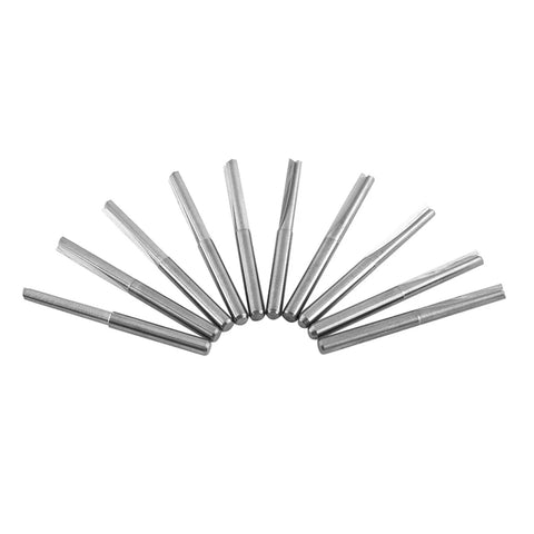 Get A Bang For Your Buck With This 10 Pack Of 3.175mm Tungsten Carbide End Milling Cutters Perfect For CNC Woodworking And Engrave Jobs That Need Durable Double Flute Bits, showing precision tools.