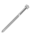 Beefy Stainless Steel Wood Hex Lag Self Tapping Screws M8x120MM with half thread and integrated design for easy install, shown front view