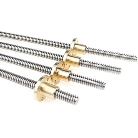 12mm T12 Trapezoidal Lead Screw For DIY 3D Printer And CNC Rigs With Stainless Steel Rod Copper Nut 2mm Pitch 10mm Or 12mm Lead Options Multiple Lengths From 100mm To 500mm Ultra Smooth Linear Motion, stainless steel rods with copper nuts
