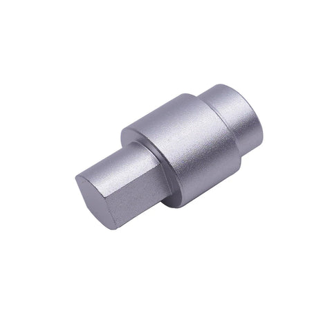 Aluminum alloy temperature door servo coupling for Dodge Ram, angled side view, silver automotive part