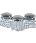 Steel Chrome Axle Wheel Cover Set For Semi Trucks With Front And Rear Hub Caps And Lug Nut Covers Kit laid out on white background