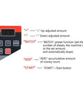 Close-up of LED display and control buttons on Mini Money Counter Machine Portable Banknote Counter With LED Display 600 Bills Per Minute.