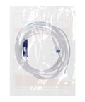 Coiled clear dental irrigation tubing with blue connector for W&H, sterile packaging