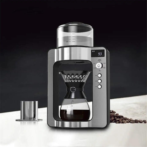 No Fuss Automatic Bean To Cup Espresso Machine With Precision Temp Control And One Touch Brewing For That Straight Up Daily Grind And Smooth Morning Sips In Silver on kitchen counter.