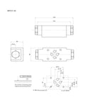 Front and side CAD views of MPCV-02 hydraulic control check valve with mounting dimensions