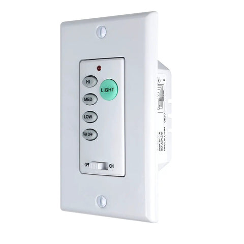 Universal Ceiling Fan Control Transmitter Only 3 Speed Wall Controller with Dimmer, White, Mounted, No Receiver Included