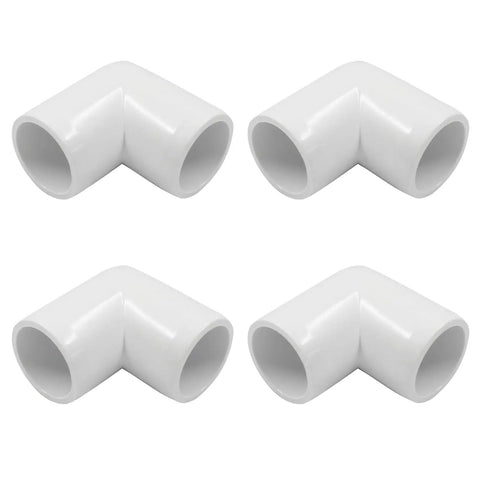 Four Piece Set One Half Inch PVC Right Angle Elbow Fittings Heavy Duty Two Way Pipe Connectors For DIY Shelves Garden Structures And Furniture